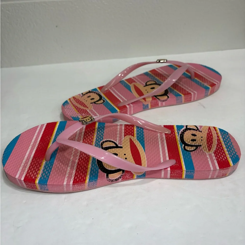 Paul Frank Vintage Flip Flops Women’s 7.5 Pink with Paul Frank Charm Accent - Picture 5 of 8